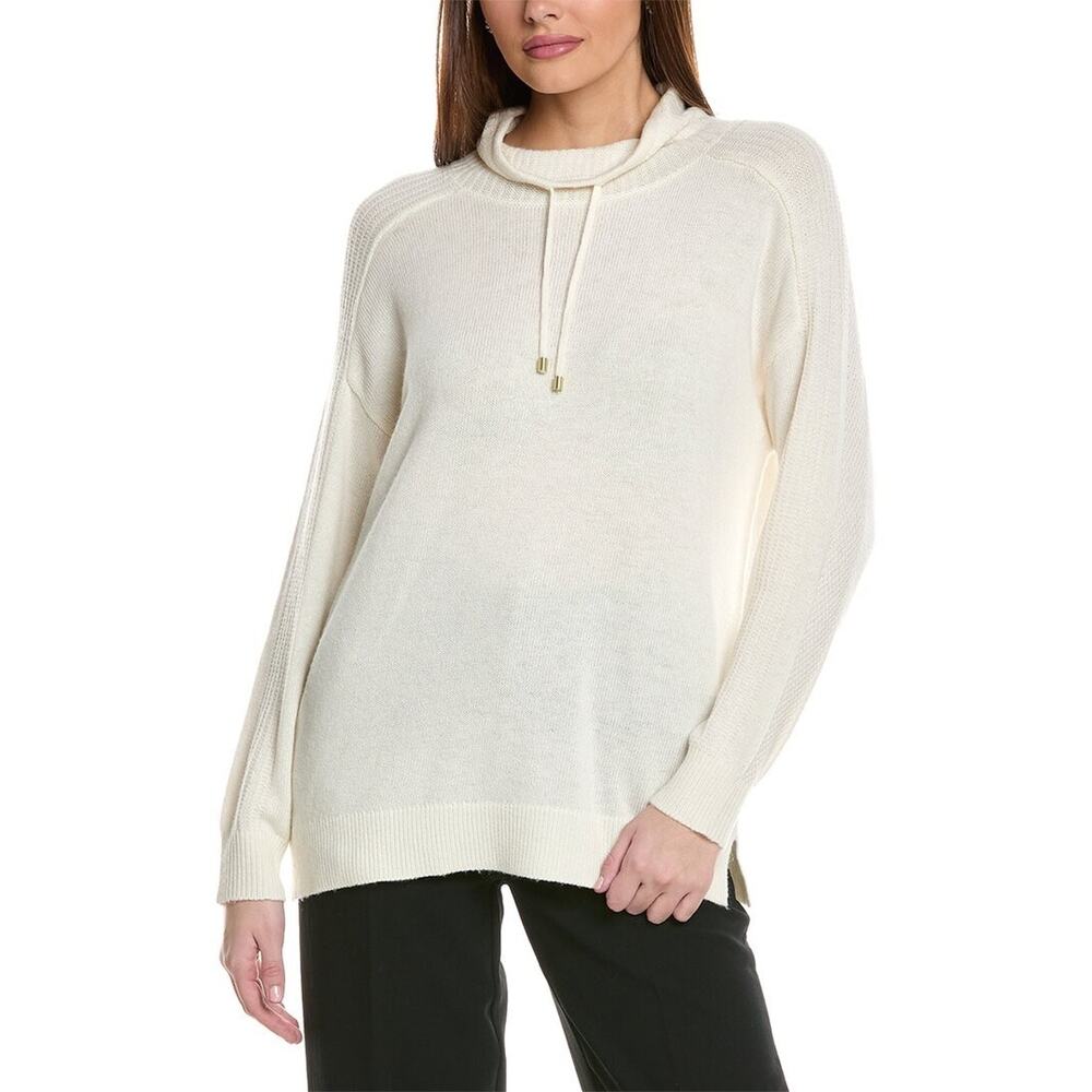Anne Klein Women's Mock-Neck Pullover Knit Top Ivory Size XL 1666